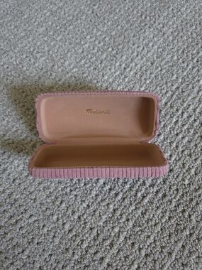 Madewell Pink Corduroy Sunglasses Case with Tan Interior